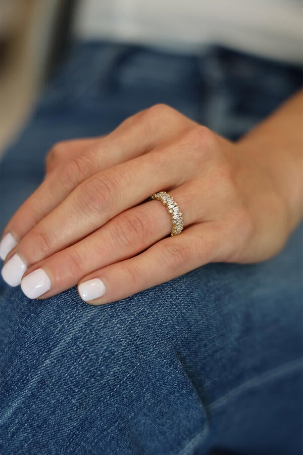  Classic Shimmer Half Band Ring, 18K Yellow Gold & Diamonds