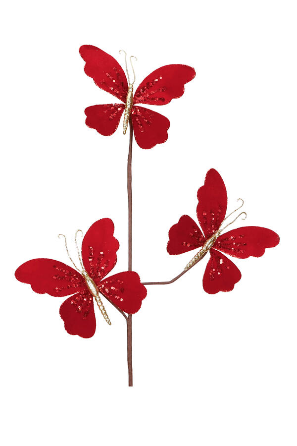 Fabric Sequin Three Butterfly Stem