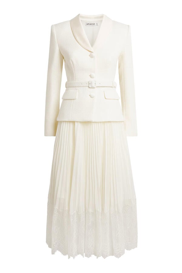 Boucle Shawl Collared Midi Dress