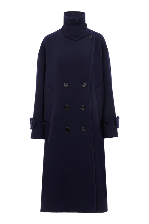 Double-Breasted Oversized Long Coat 