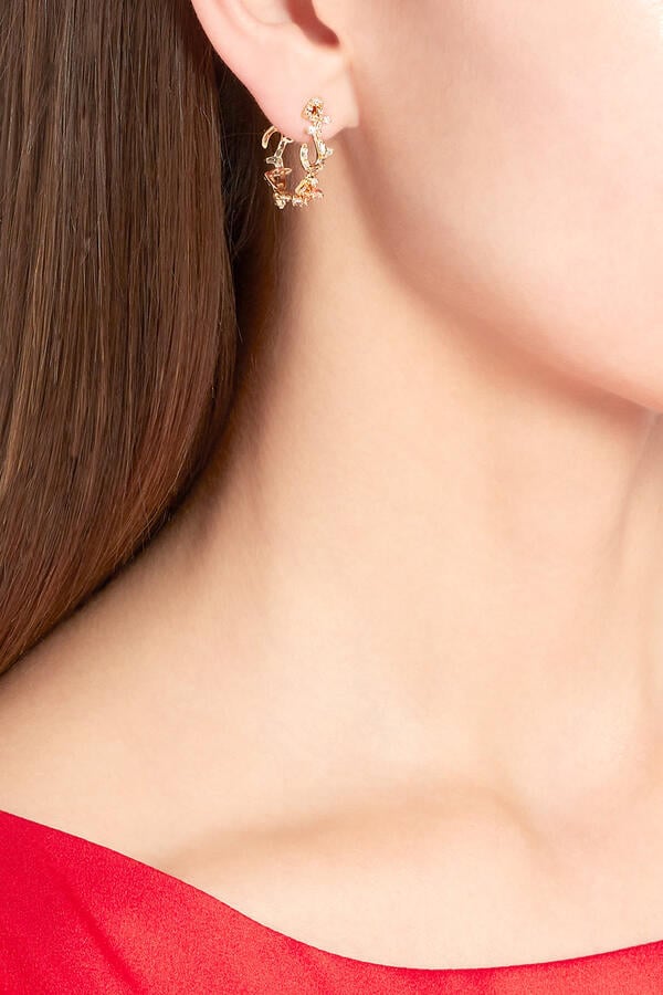 Hobb/Love Hoop Earrings, 18k Yellow Gold & Baguette Diamonds