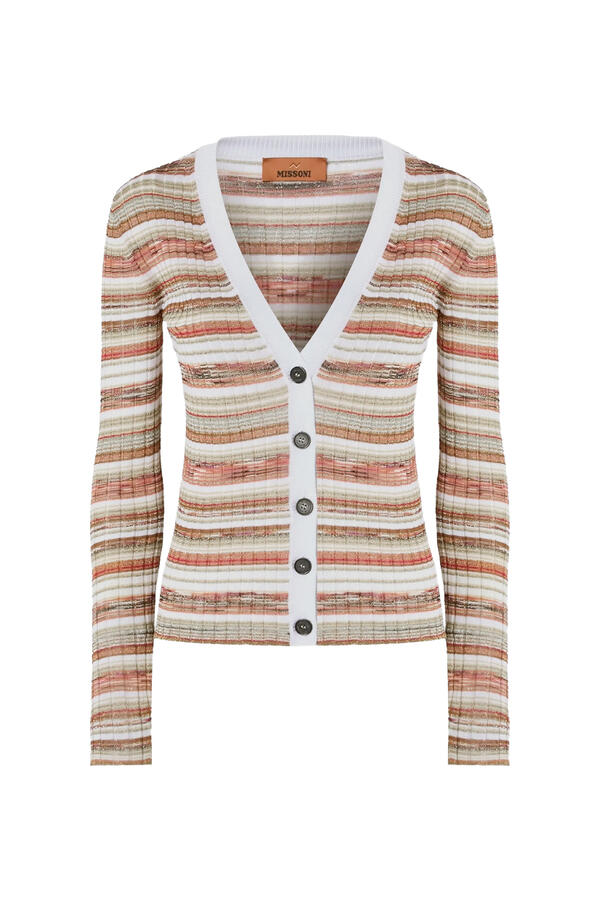 Striped Long Sleeve Buttoned Cardigan