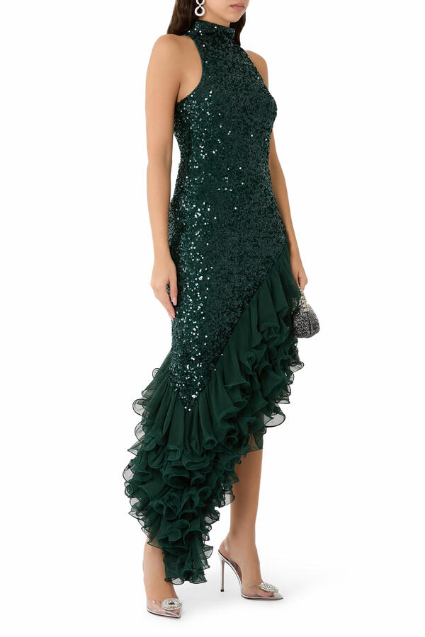 Sequins Midi Ruffle Dress 