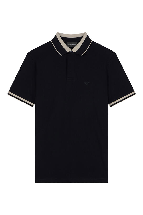 Logo Stripe Collar-Detail Polo Shirt