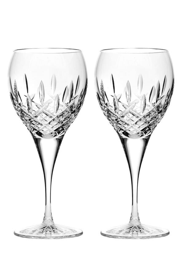 Large Crystal Wine Glasses, Set of 2