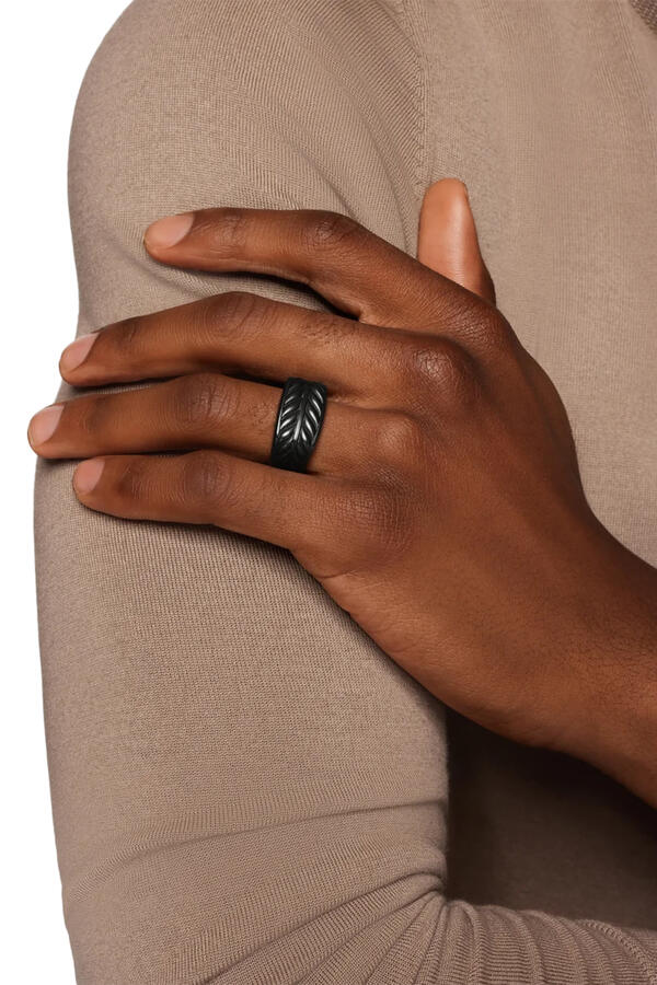 Chevron Three-Sided Signet Ring, Titanium
