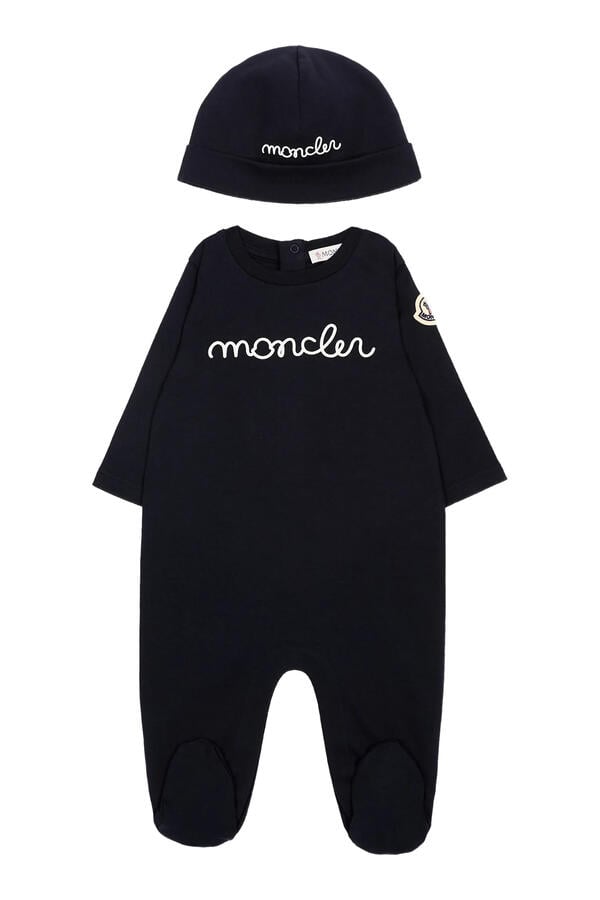 Kids Logo Embroidered Babygrow and Bonnet Set