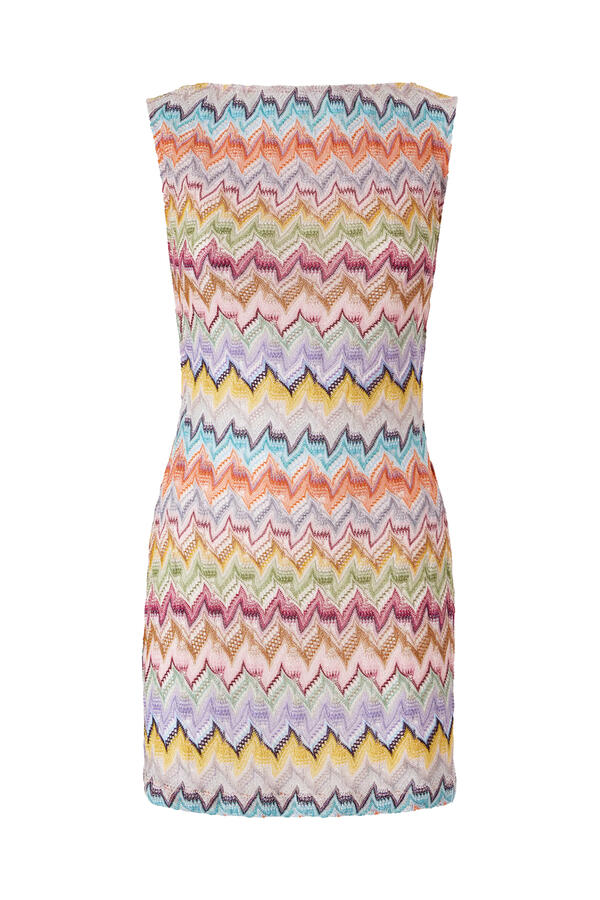 Mare Lace Raschel Zig Zag Mini Sleeveless Dress