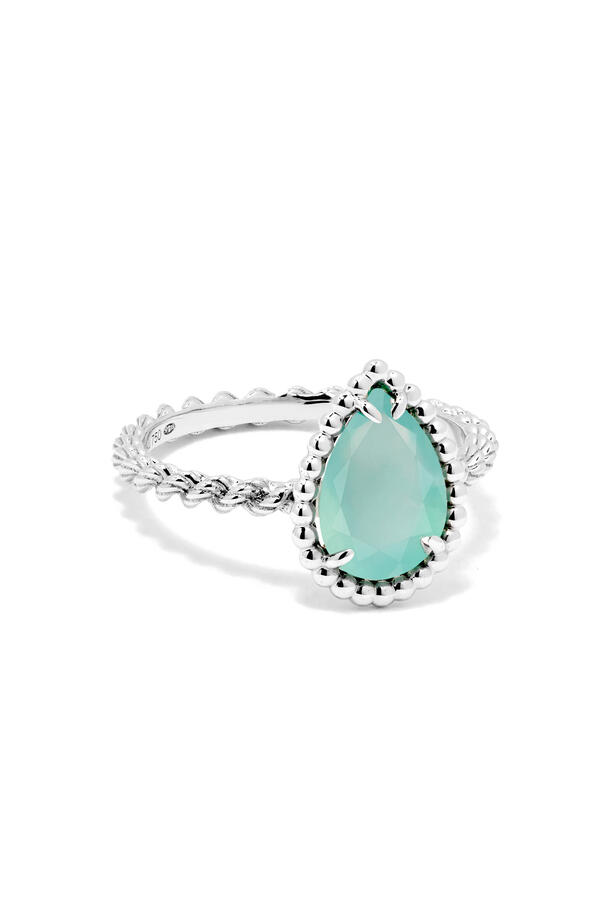 Serpent Bohème S Motif Small Ring, Set With An Aquaprase, 18k White Gold