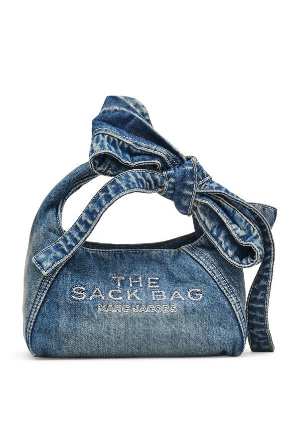  Bow Denim Mini Sack Bag