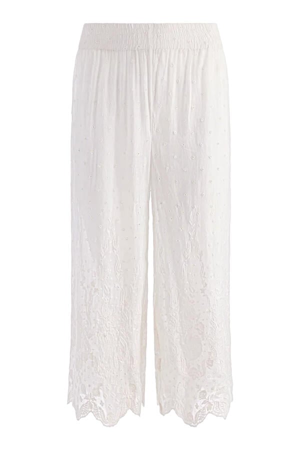 Elba Embroidered Pull-On Ankle Pants
