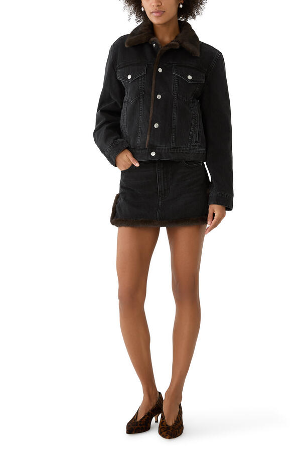 Faux Fur Lined Denim Jacket