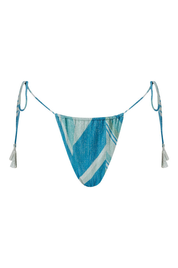 Tie Side Lurex Chevron Bikini Bottom