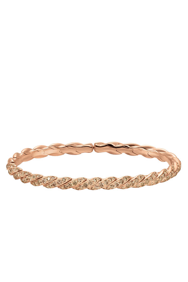  Sculpted Cable Flex Bracelet, 18K Rose Gold & Diamonds