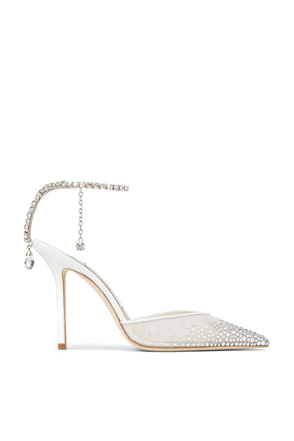 Saeda 100 Satin Pumps with Crystal Embellishment