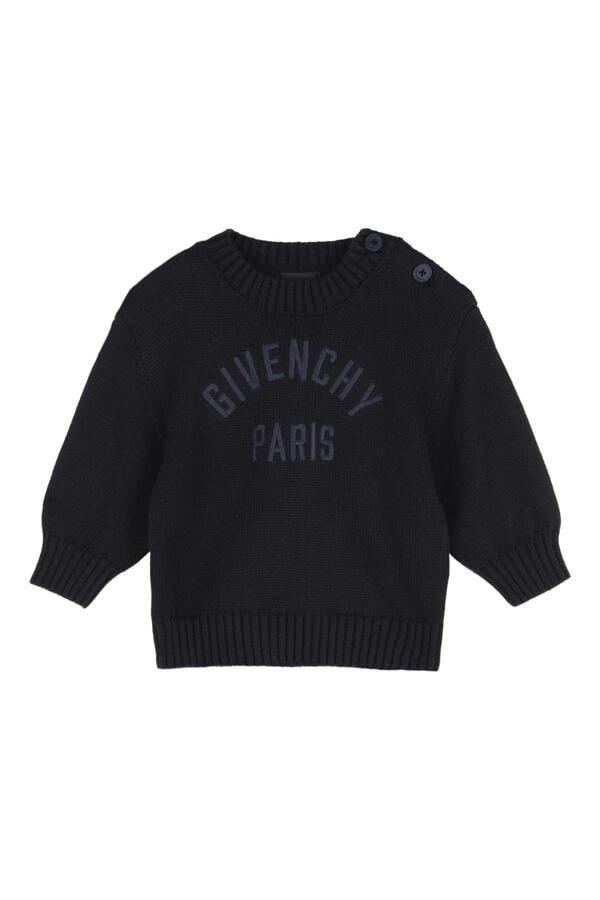 Kids Logo-Embroidered Button-Fastening Sweater