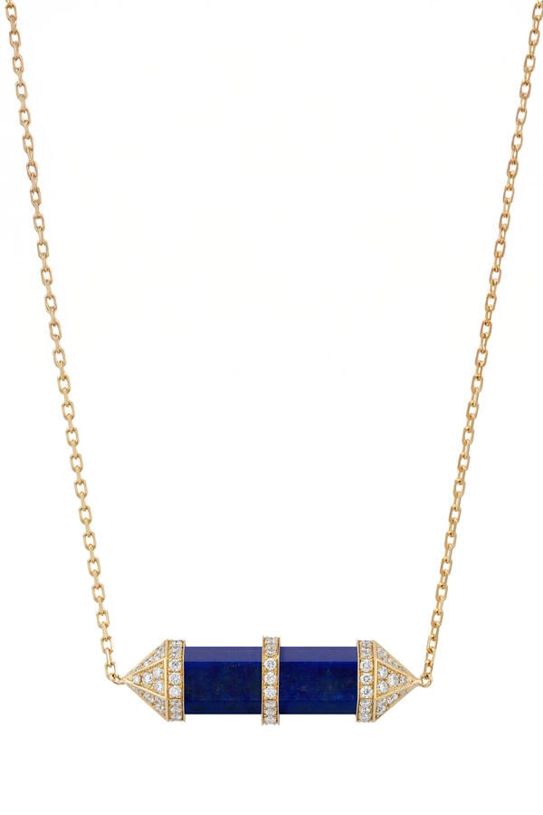 Chakra Medium Pendant Necklace, 18k Yellow Gold & Diamonds, Lapis Lazuli