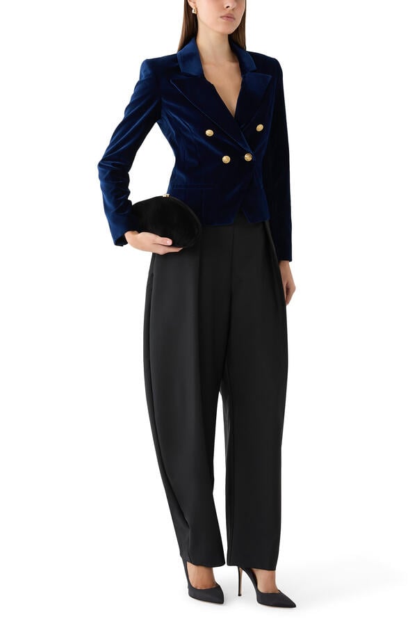 Sable Double-Breasted Cropped Blazer