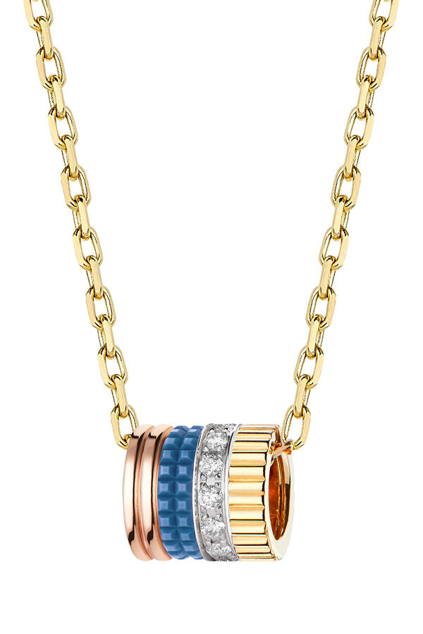 Quatre Blue Edition Pendant, S Motif; 18K Yellow Gold, White Gold , Pink Gold with Diamonds & Ceramic