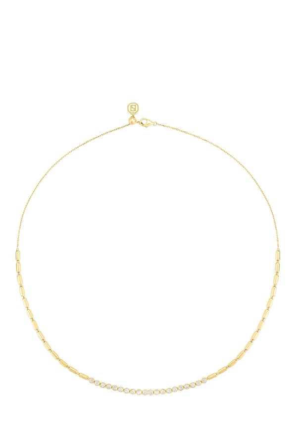 The Nile Iteru Line Necklace, 18k Yellow Gold & Diamonds