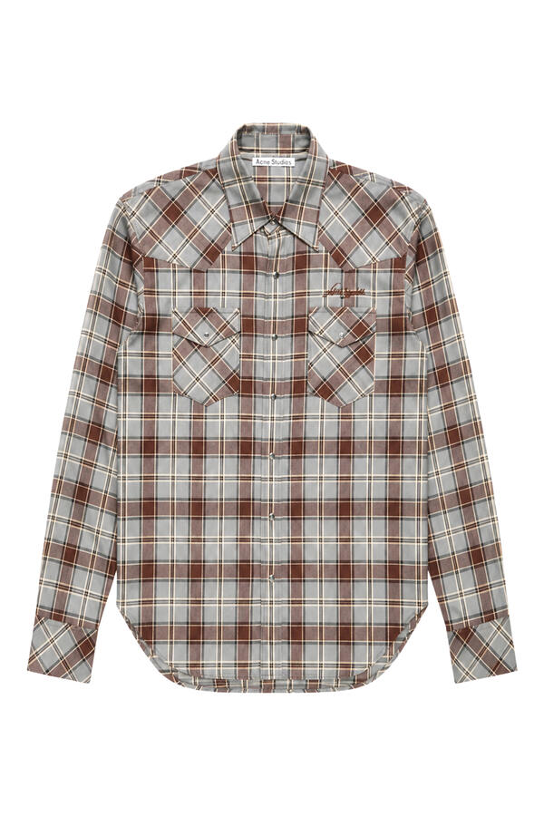 Flannel Check Button-Up Shirt 