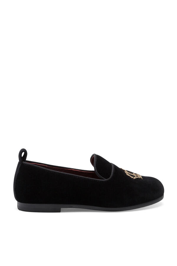 Kids Velvet Slippers with Crown Patch