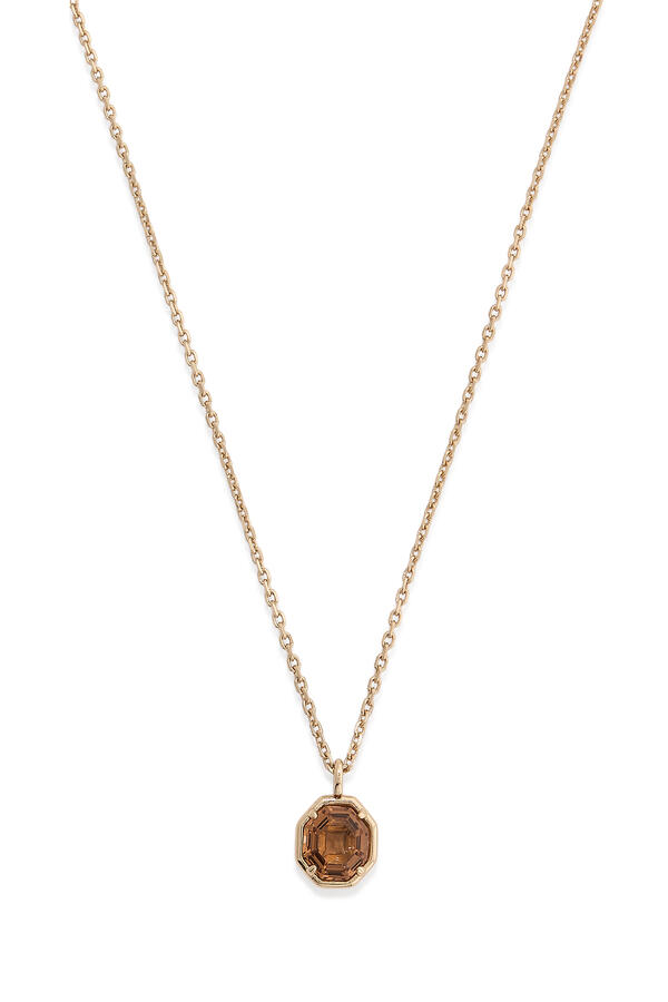 Octagon Stone Pendant Necklace, Metal & Crystal