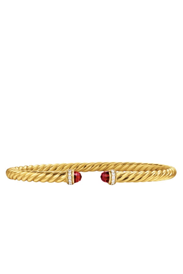 Cablespira® Flex Bracelet, 18K Yellow Gold, Diamonds & Rhodolite Garnet