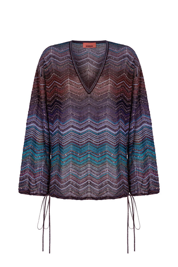 Chevron Lurex Sequinned Blouse
