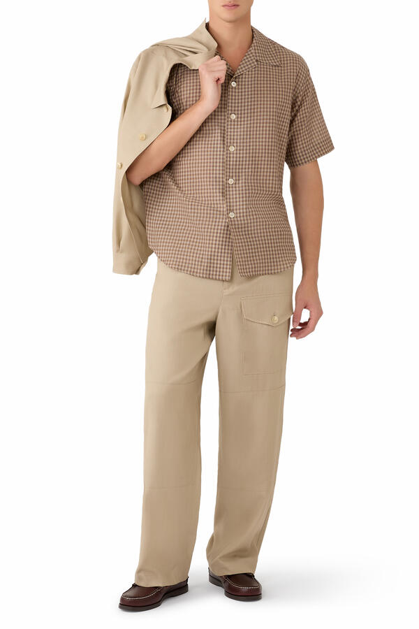 Airy Light Cotton Check Half Sleeved Shirt