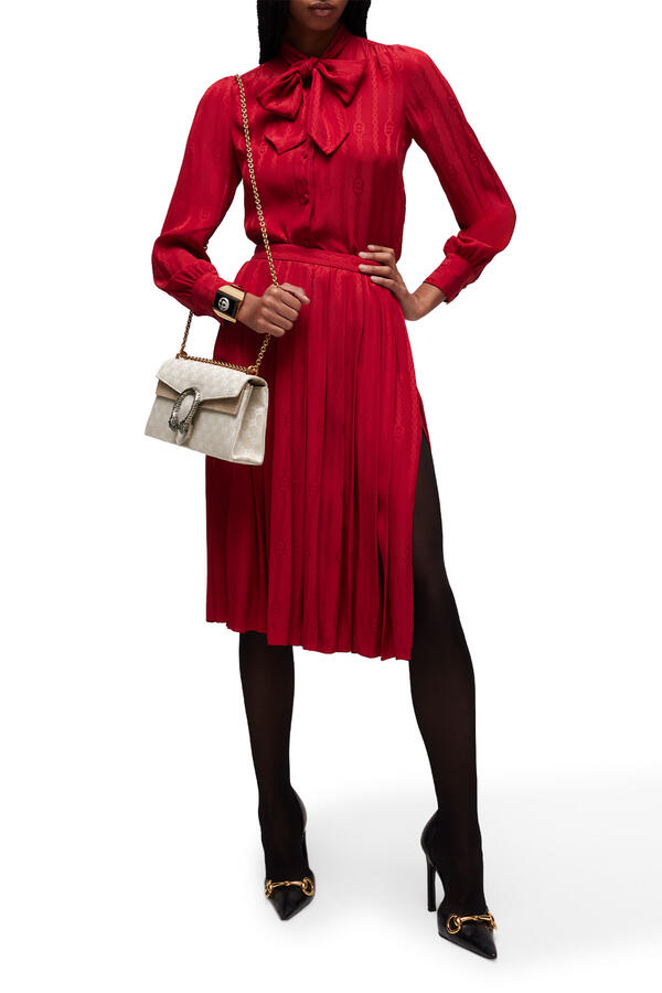  Interlocking G Chain Silk Jacquard Midi Skirt