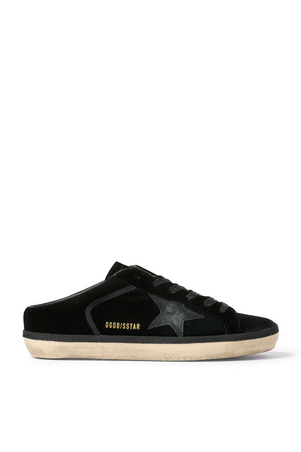 Women’s Super-Star Sabots in Velvet with a Leather Star and Micro-Glitter