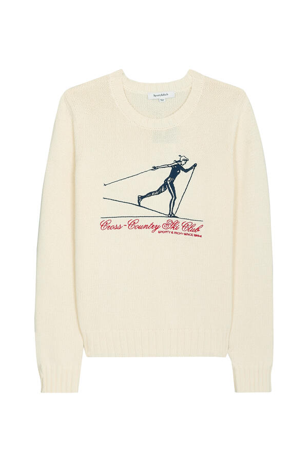 Graphic-Print Ribbed-Trim Sweater
