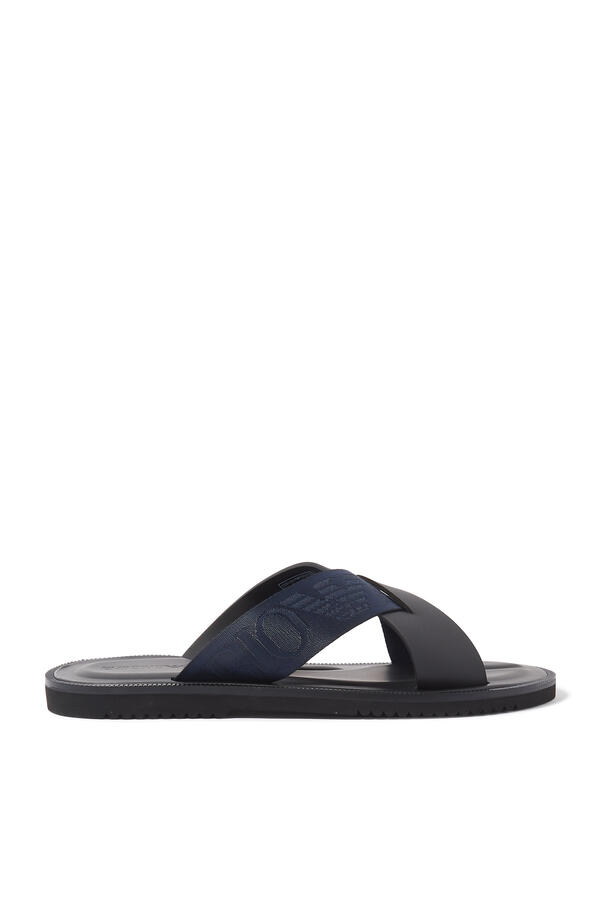 Jacquard Logo Leather Sandals