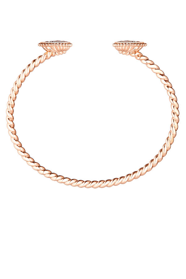 Serpent Bohème Double Motif Bracelet, Paved With Diamonds, 18k Pink Gold