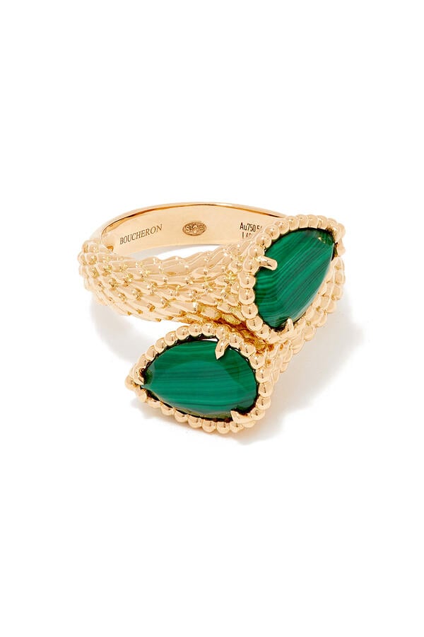 Serpent Bohème Ring, 18k Yellow Gold & Malachite