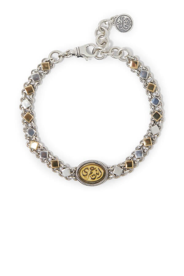  Calligraphy My Eternity Button Bracelet,  Sterling Silver & 18K Yellow Gold