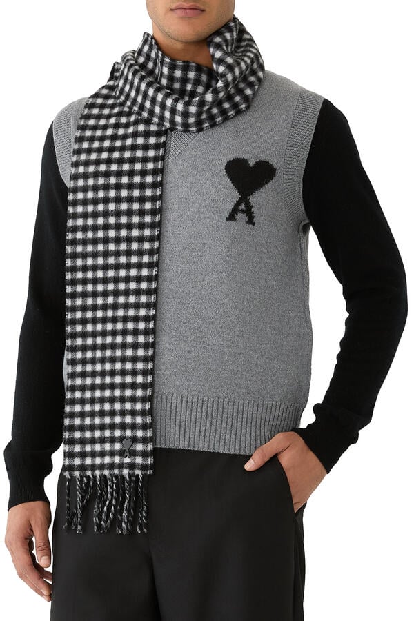 Checkered Wool Scarf 