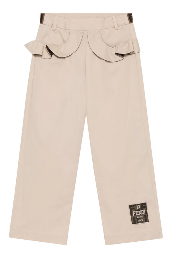 بنطال مزين بكشكش ورقعة شعار الماركة للأطفال
