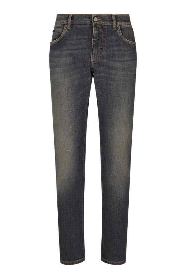 Regular-Fit Washed Stretch Jeans