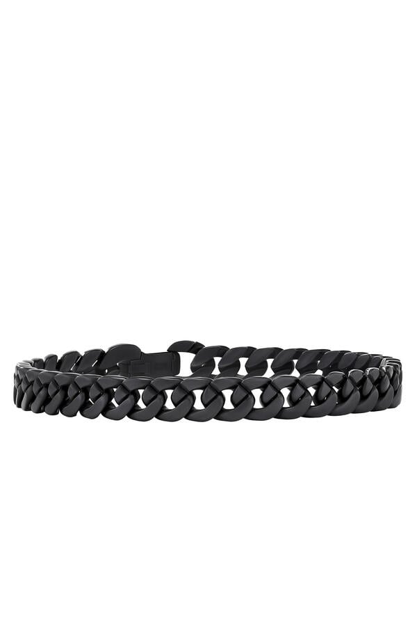 Curb Chain Bracelet, Black Titanium & Diamonds