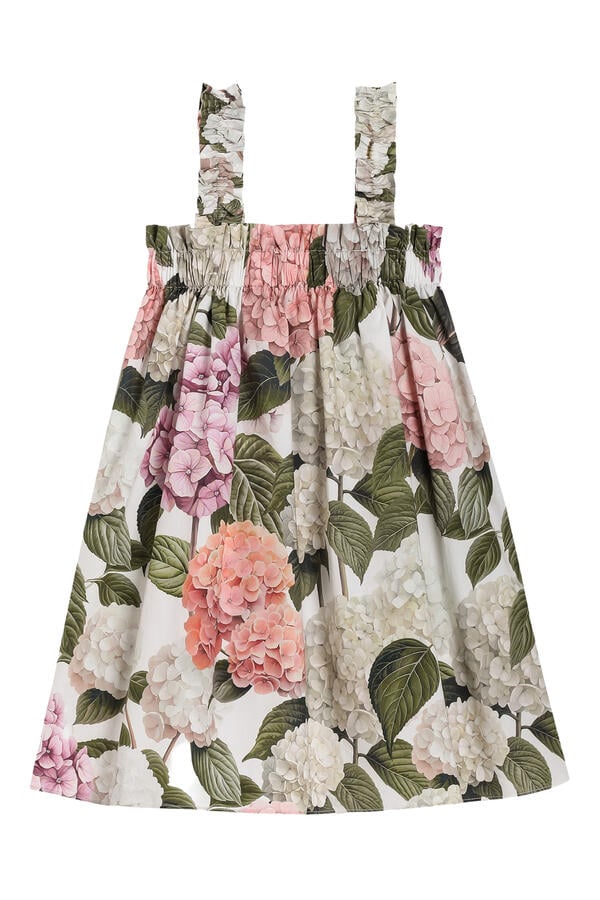 Kids Hydrangea-Print Poplin Dress