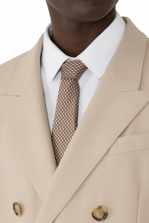 Micro Motif Jacquard Silk Tie