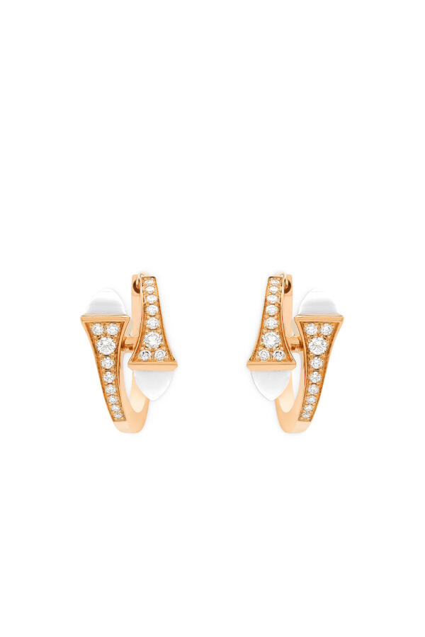 Cleo White Agate & Rose Gold Huggie Earrings