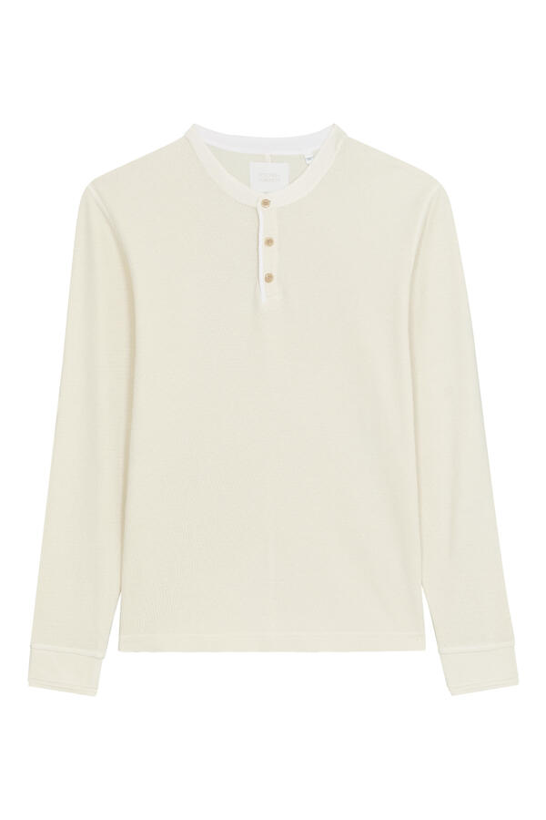 Waffle Three Button Henley