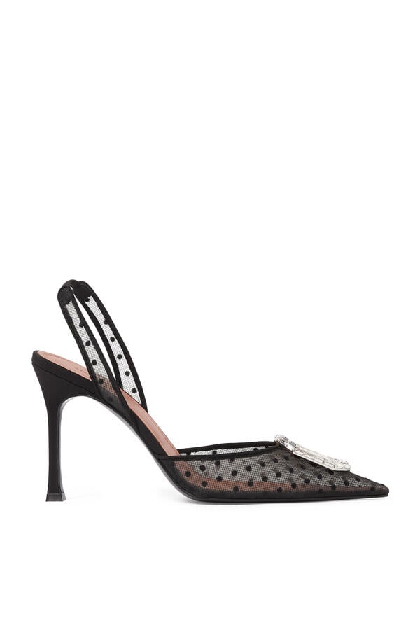 Camelia Polka Dot Lace 105 Slingback Pumps