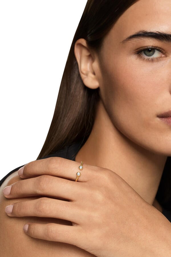 Petite Modern Renaissance® Open Round Ring, 18K Yellow Gold & Diamonds