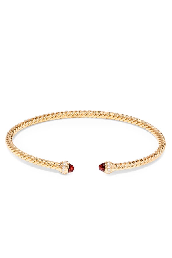 Cablespira Embellished Bracelet, 18K Yellow Gold & Garnet