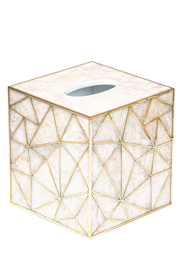 Crackled Mother of Pearl Shell Tissue Box