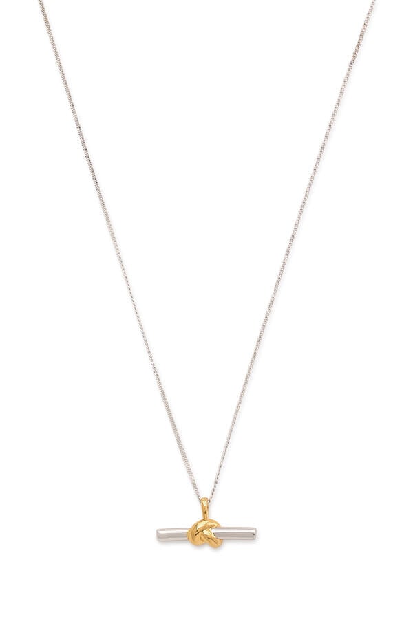 Lucy Williams T-Bar Knot Pendant Necklace, 18ct Recycled Gold Vermeil & Rhodium on Sterling Silver